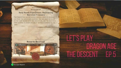 Dragon Age humor, "barreled treasure" in The Descent